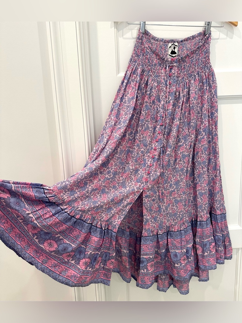 Tiered Pink floral printed hi low style skirt from the  BRAND Bi BRAND.COM Small